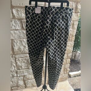 Talbots Black and Cream Patterned Ankle Pants